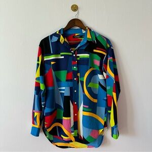 Ralph lauren women’s S print crepe women’s shirt blouse geometric modern bright